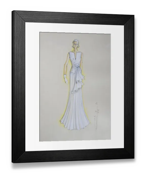 Framed Print : Wedding dress, fashion sketch, fashion design