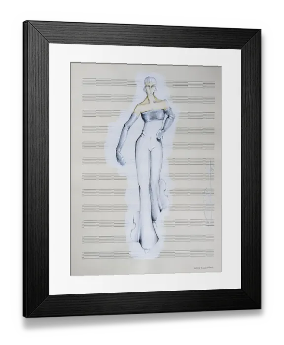 Framed Print : Evening dress, fashion sketch, fashion design Framed Print : Evening dress, fashion sketch, fashion design