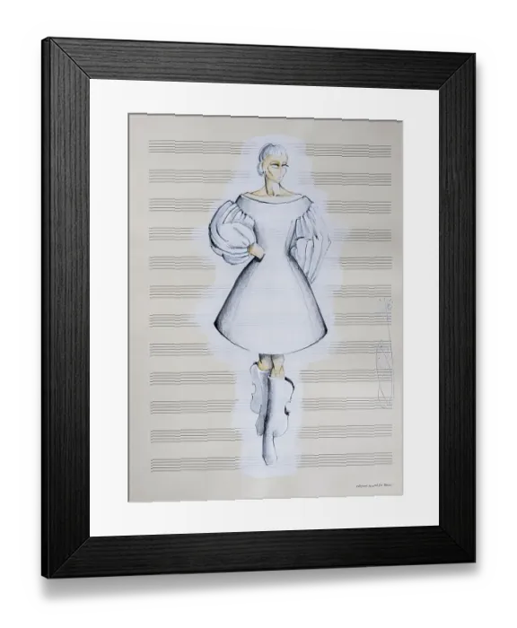 Framed Print : Evening dress, fashion sketch, fashion design Framed Print : Evening dress, fashion sketch, fashion design