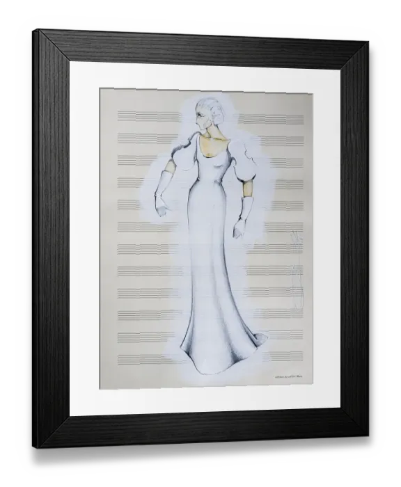 Framed Print : Evening dress, fashion sketch, fashion design Framed Print : Evening dress, fashion sketch, fashion design