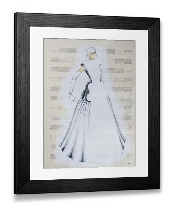 Framed Print : Evening dress, fashion sketch, fashion design Framed Print : Evening dress, fashion sketch, fashion design
