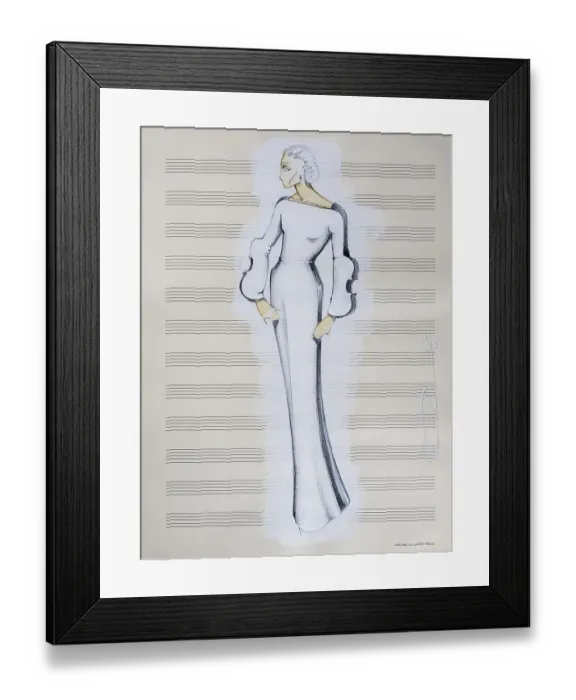 Framed Print : Evening dress, fashion sketch, fashion design Framed Print : Evening dress, fashion sketch, fashion design