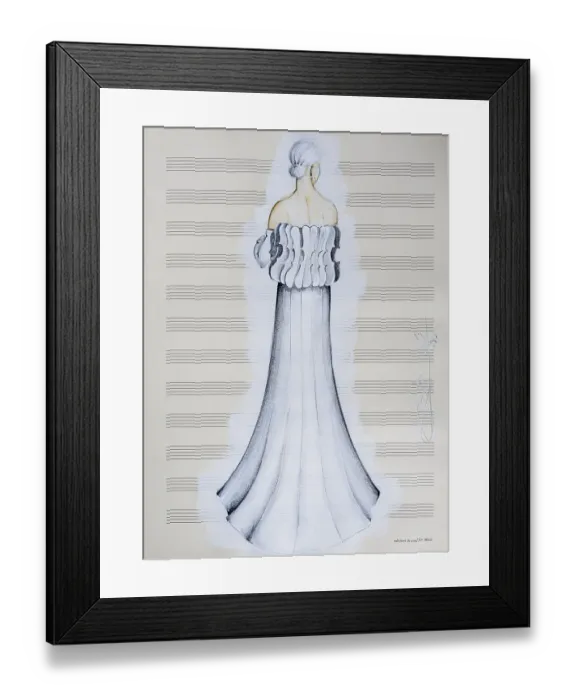 Framed Print : Evening dress, fashion sketch, fashion design Framed Print : Evening dress, fashion sketch, fashion design
