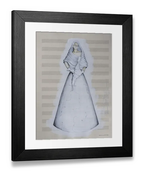 Framed Print : Wedding dress, fashion sketch, fashion design