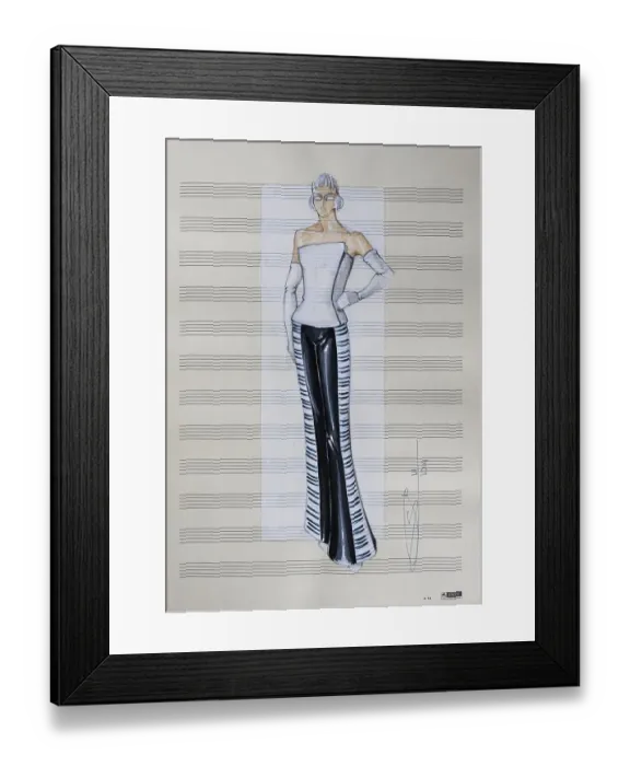 Framed Print : Evening gown, fashion sketch, fashion design