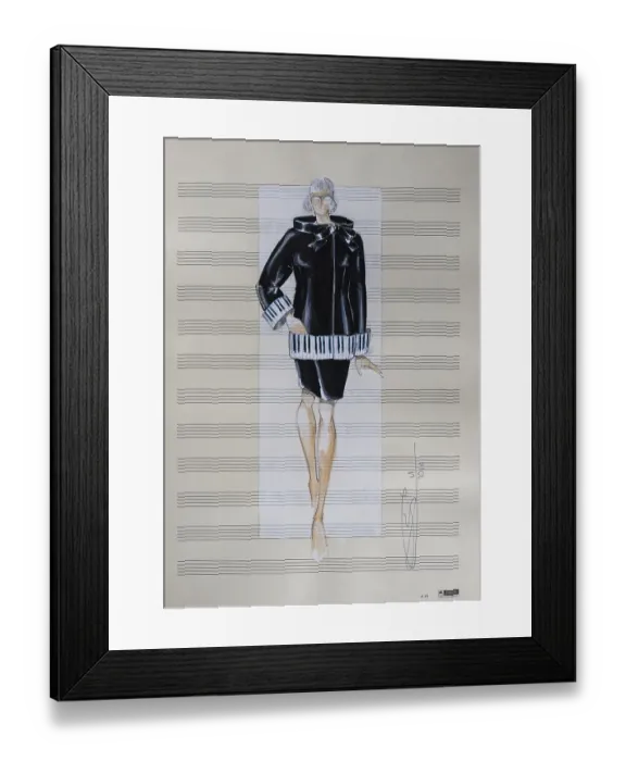 Framed Print : Evening gown, fashion sketch, fashion design