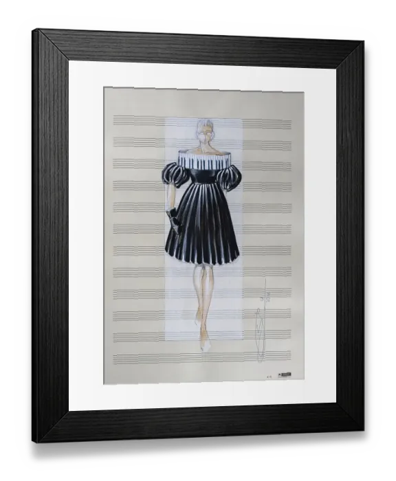 Framed Print : Evening gown, fashion sketch, fashion design