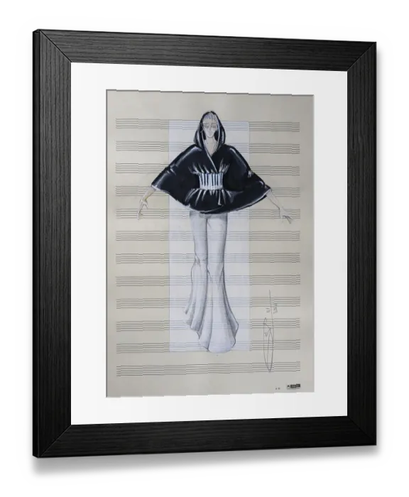 Framed Print : Evening gown, fashion sketch, fashion design