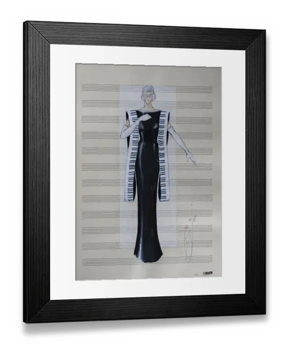 Framed Print : Evening gown, fashion sketch, fashion design