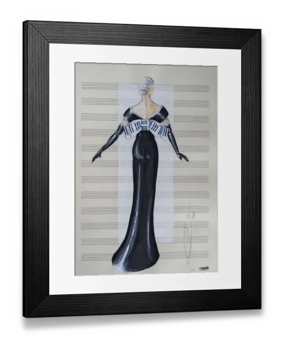 Framed Print : Evening gown, fashion sketch, fashion design