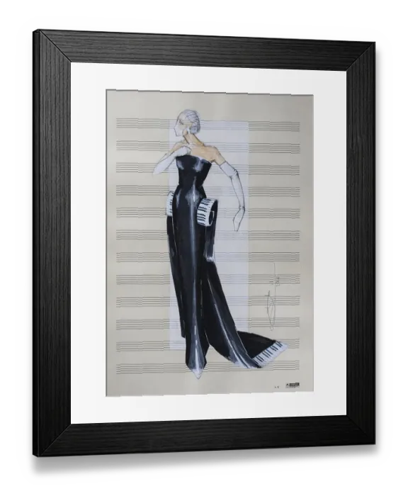 Framed Print : Evening gown, fashion sketch, fashion design Framed Print : Evening gown, fashion sketch, fashion design