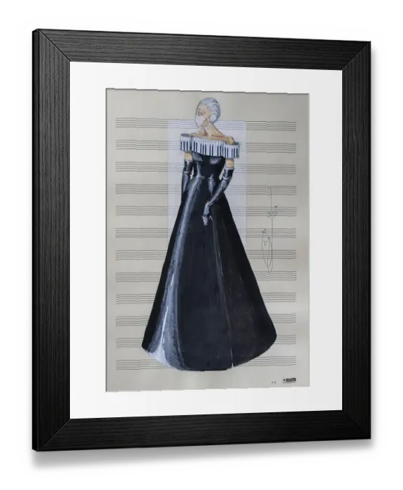 Framed Print : Evening gown, fashion sketch, fashion design