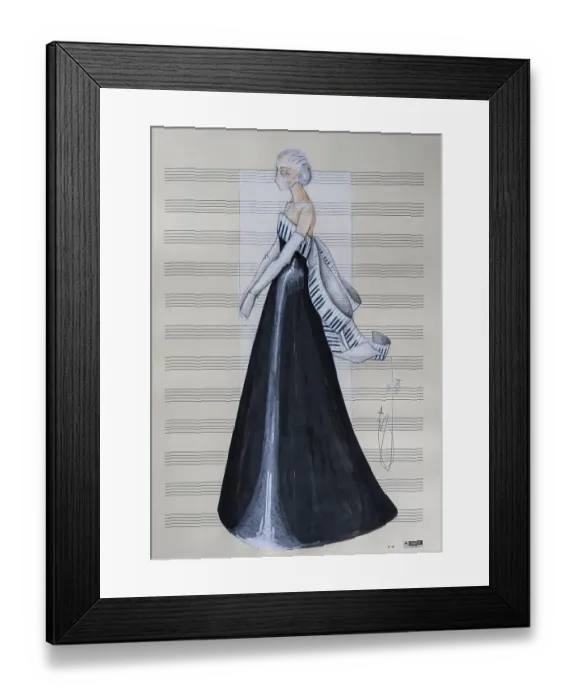 Framed Print : Evening gown, fashion sketch, fashion design Framed Print : Evening gown, fashion sketch, fashion design