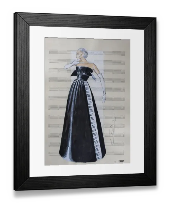 Framed Print : Evening gown, fashion sketch, fashion design Framed Print : Evening gown, fashion sketch, fashion design