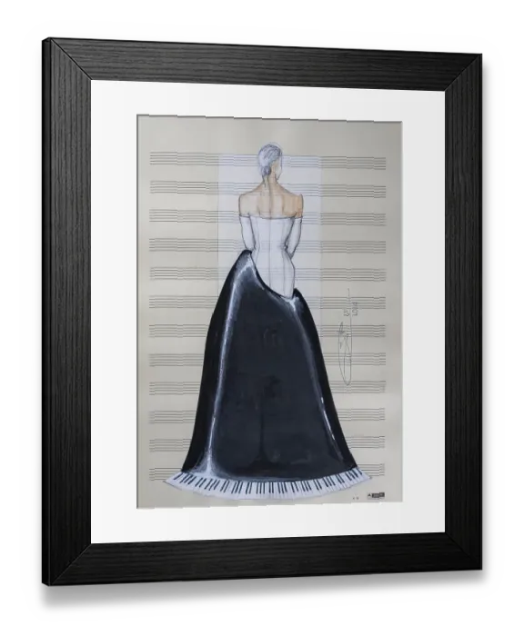 Framed Print : Evening gown, fashion sketch, fashion design