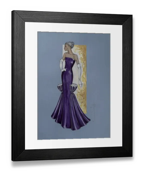 Framed Print : Evening dress, fashion sketch, fashion design