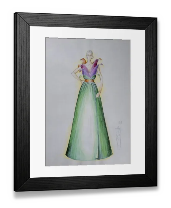 Framed Print : Evening dress, fashion sketch, fashion design