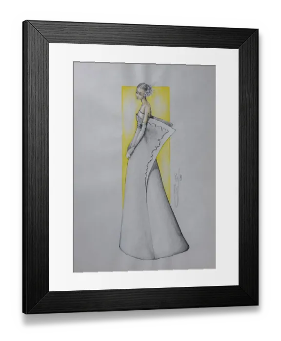 Framed Print : Evening dress, fashion sketch, fashion design