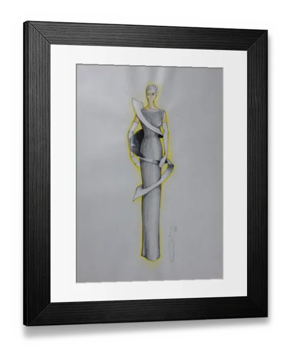 Framed Print : Evening dress, fashion sketch, fashion design