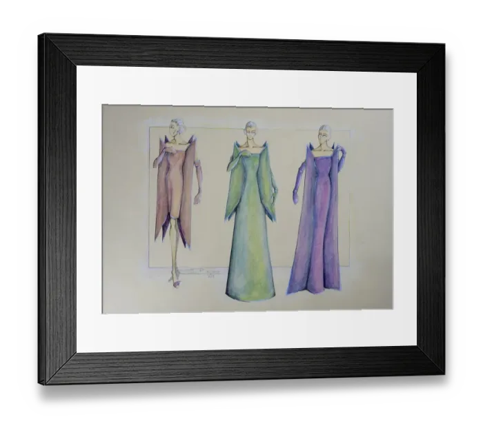 Framed Print : Evening dress, fashion sketch, fashion design