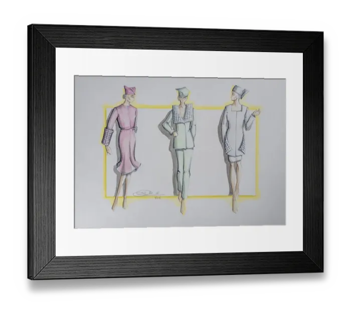 Framed Print : Evening dress, fashion sketch, fashion design