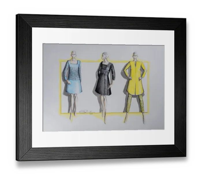 Framed Print : Evening dress, fashion sketch, fashion design