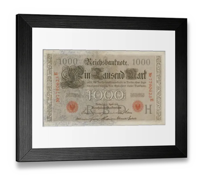 Framed Print : Old banknote, 1000 marks, front Framed Print : Old banknote, 1000 marks, front