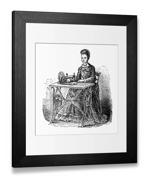 Framed Print : Sewing machine, historical illustration from: Marie Adenfeller Framed Print : Sewing machine, historical illustration from: Marie Adenfeller