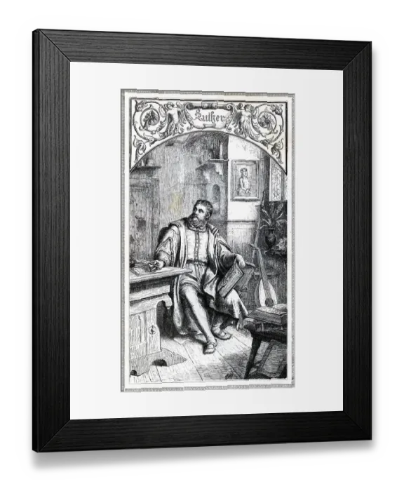 Framed Print : Luther at Wartburg, drawing by A Framed Print : Luther at Wartburg, drawing by A