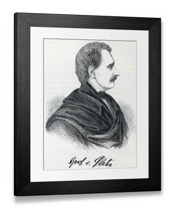 Framed Print : Count August von Platen. Historical illustration from Otto von Leixner: Illustrated history of German literature Framed Print : Count August von Platen. Historical illustration from Otto von Leixner: Illustrated history of German literature