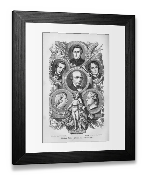 Framed Print : Swabian poets: Wilhelm Hauff, Gustav Schwab Framed Print : Swabian poets: Wilhelm Hauff, Gustav Schwab