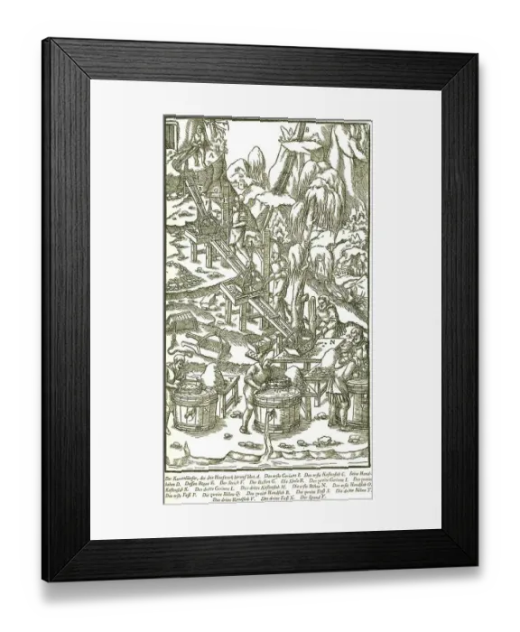 Framed Print : Seven of the Ores, historical account from Georgius Agricola