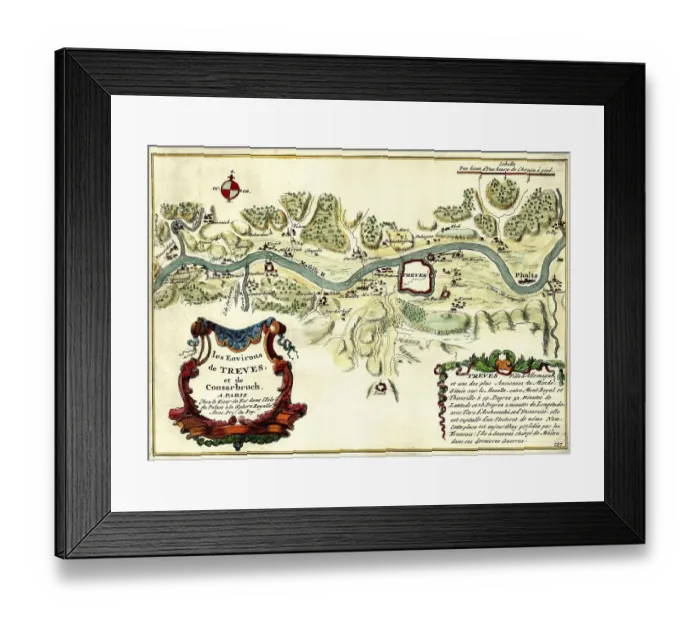Framed Print : Old map of Trier from the year 1692