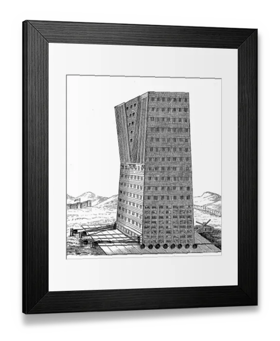 Framed Print : Siege tower or breaching tower or siege engine from the time of the second crusade