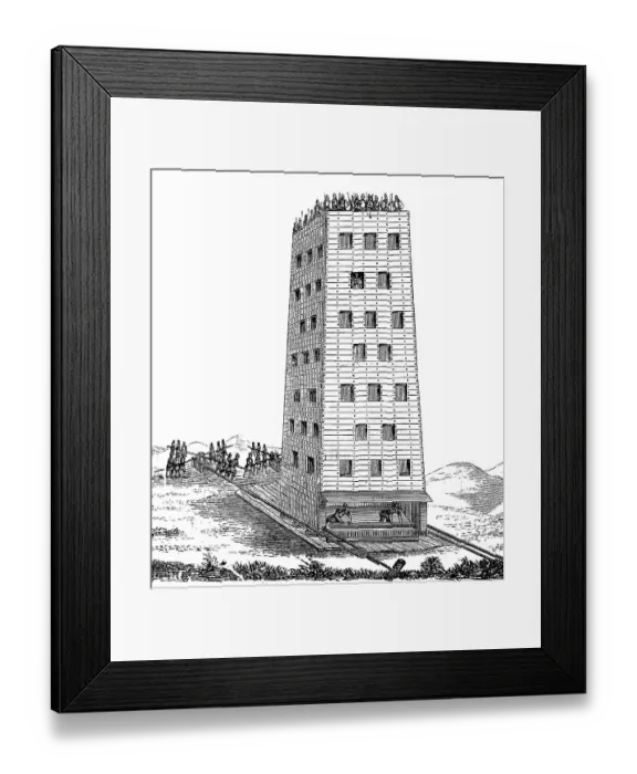 Framed Print : Siege tower or breaching tower or siege engine from the time of the second crusade Framed Print : Siege tower or breaching tower or siege engine from the time of the second crusade
