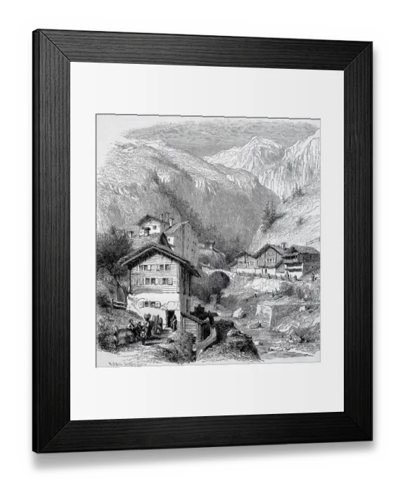 Framed Print : Spluegen, Spluga, is a municipality in the Viamala Region in the Swiss canton of Graubuenden