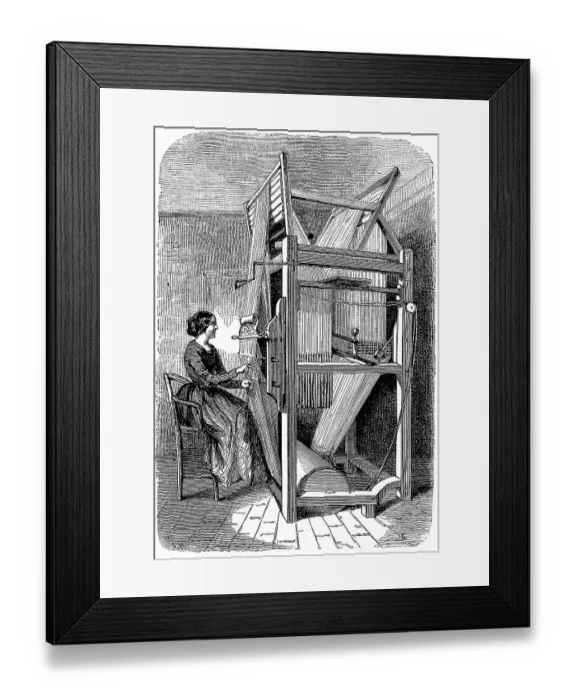 Framed Print : Woman at the loom, production of fabrics Framed Print : Woman at the loom, production of fabrics