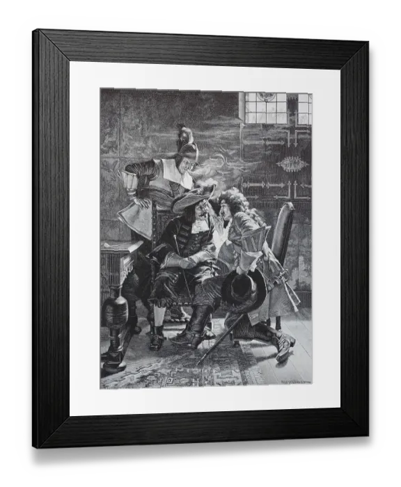 Framed Print : In the 17th century the officers talk about a funny story Framed Print : In the 17th century the officers talk about a funny story
