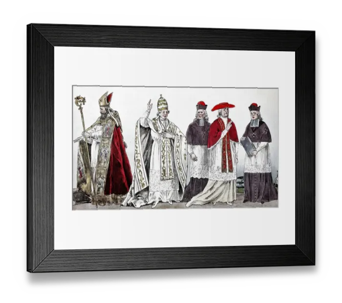 Framed Print : Clothing, fashion, costumes of bishops and popes from the 14th to 18th centuries