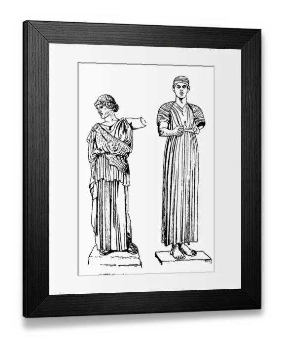 Framed Print : Fashion, heyday 5th-4th c. BC lks the Pallas Athena female spotted