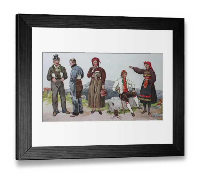 Framed Print : Fashion, clothing, traditional costumes in Norway Framed Print : Fashion, clothing, traditional costumes in Norway