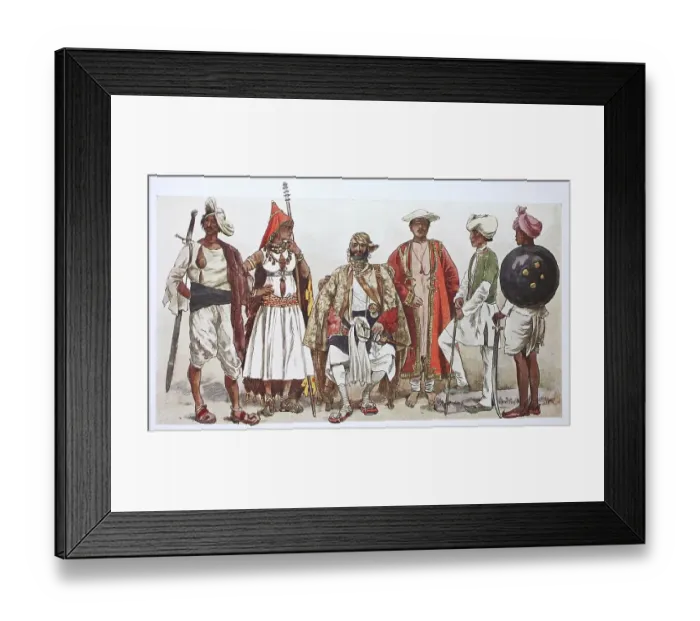 Framed Print : Fashion, clothing in India, from left Framed Print : Fashion, clothing in India, from left