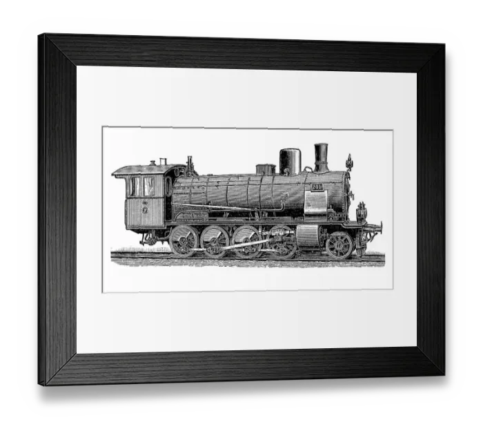 Framed Print : Locomotives from the 19th century: Five-axle four-coupled goods train compound locomotive of the Prussian State Railway Framed Print : Locomotives from the 19th century: Five-axle four-coupled goods train compound locomotive of the Prussian State Railway