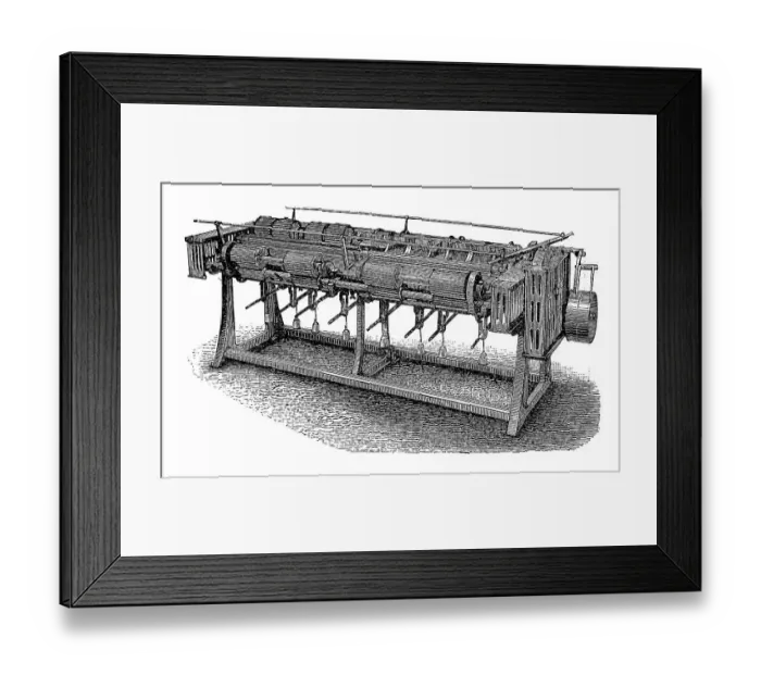Framed Print : Machines for the production of linen