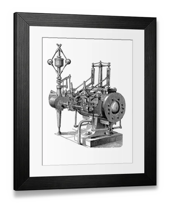 Framed Print : Steam engines of the 19th century: Forced valve control Framed Print : Steam engines of the 19th century: Forced valve control