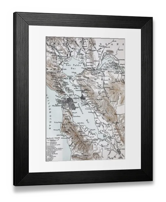 Framed Print : Stadtplan, city map from the year 1892: San Francisco