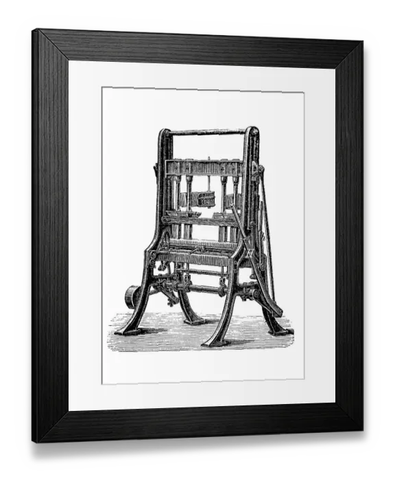Framed Print : Machines for processing tobacco 1890: Packing machine Framed Print : Machines for processing tobacco 1890: Packing machine