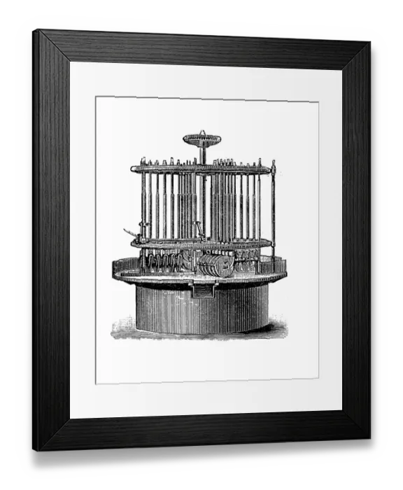 Framed Print : Tobacco processing machines 1890: circular blade machine