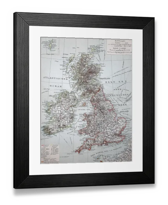 Framed Print : Map of Great Britain and Ireland