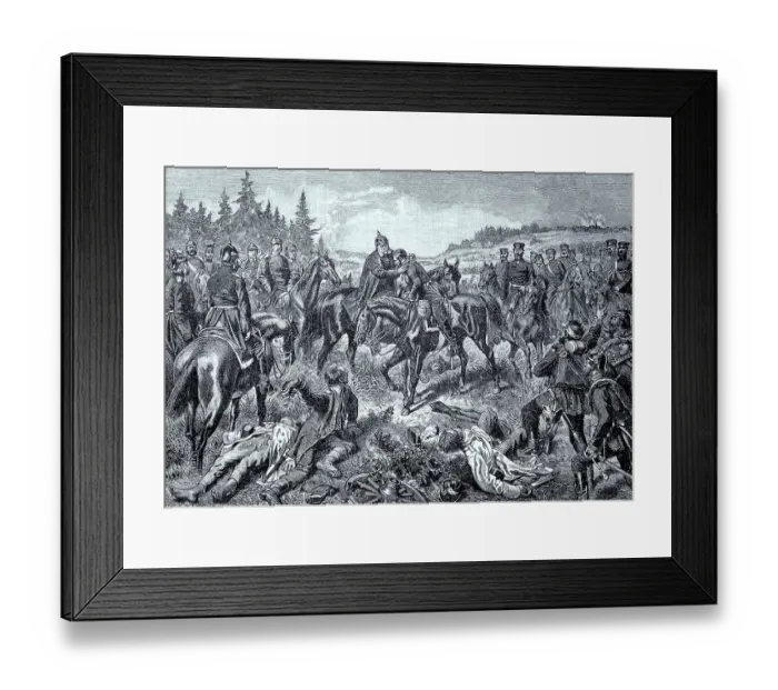 Framed Print : King William and Crown Prince Frederick William on the evening after the Battle of Koeniggraetz